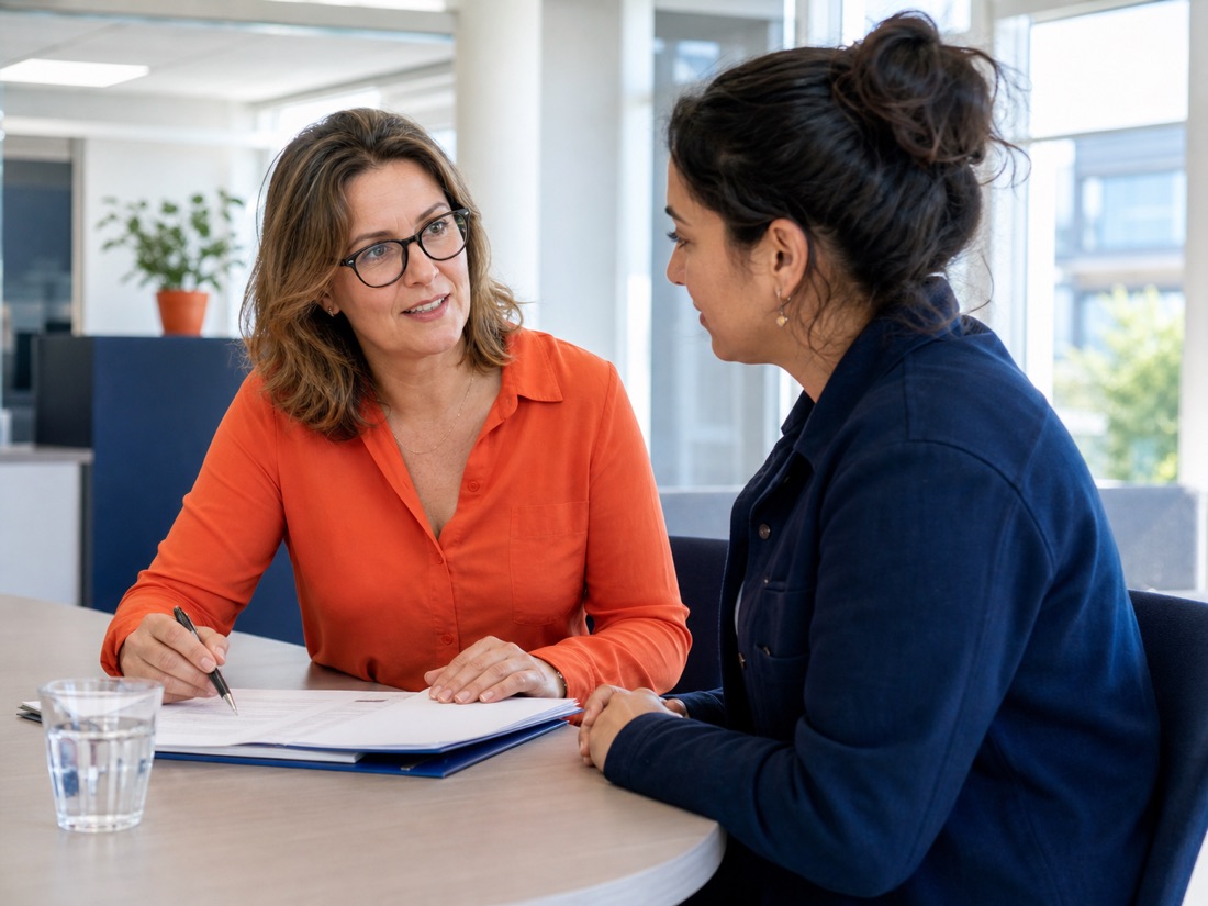 INIZIO-adviseur in gesprek met een bewoner van een COA-locatie